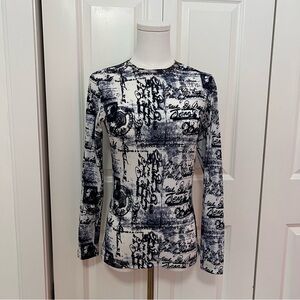 SOLD Vintage Jean Paul Gaultier JPG Jeans Postcard print long sleeve top